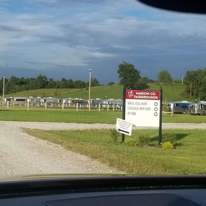 Marion Co. Fairgrounds sign beside the RV park in Lebanon, Kentucky