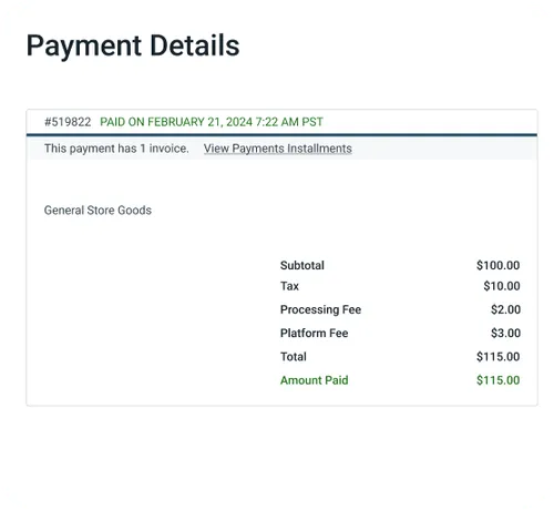 Example checkout screen for the RoverPass POS