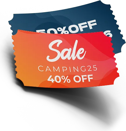 Sale coupons: CAMPING25 40% off and 50% off tickets
